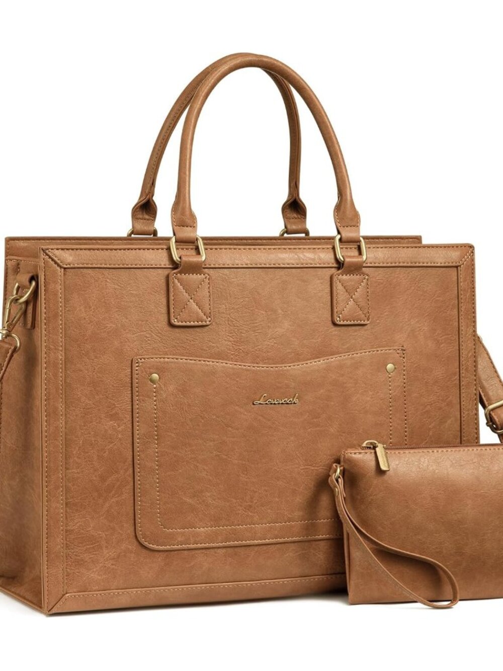 Laptop Tote Bag for Women, 15.6 Inch Work Bags, Vintage Leather Tote Bag, Waterp